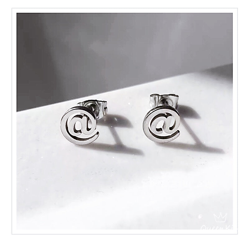 Cute Creative @@ Pair of Earrings Silver stainless steel swoosh minimal studs For Man Woman Him Her- Internet World!!!