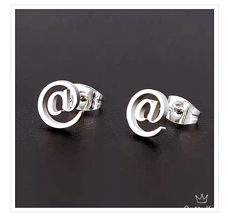 Cute Creative @@ Pair of Earrings Silver stainless steel swoosh minimal studs For Man Woman Him Her- Internet World!!!