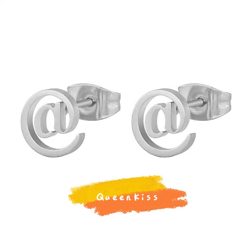 Cute Creative @@ Pair of Earrings Silver stainless steel swoosh minimal studs For Man Woman Him Her- Internet World!!!