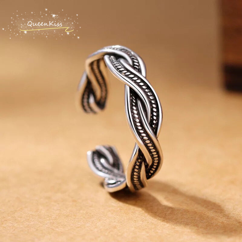 Vintage Wave Adjustable 925 Sterling Silver Plated Ring
