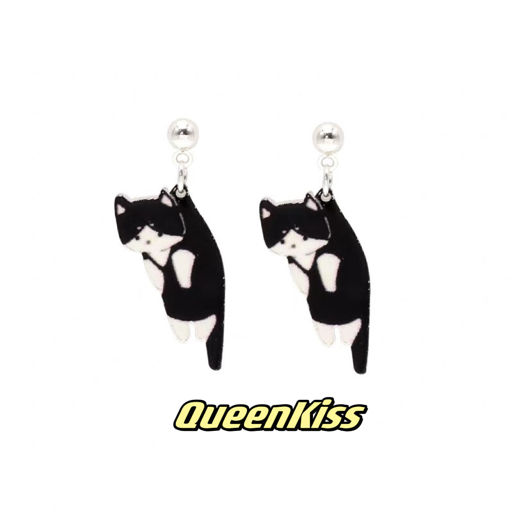 Super Cute Black Kitty Cat Earrings -- Mewji Baby!!