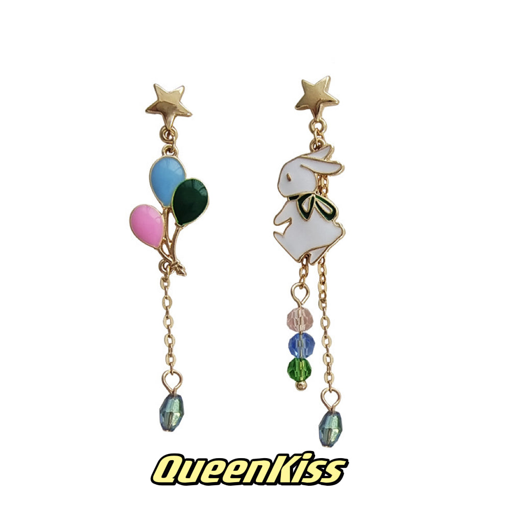Super Cute Rabbit Bunny and Ballons Earrings -- By Your Side!!