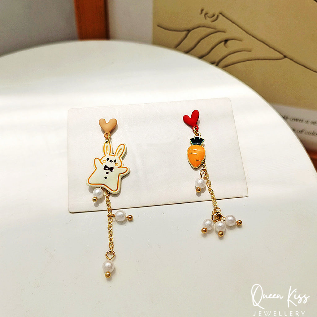 Super Cute Rabbit Bunny and Carrot Earrings -- XOXO!!