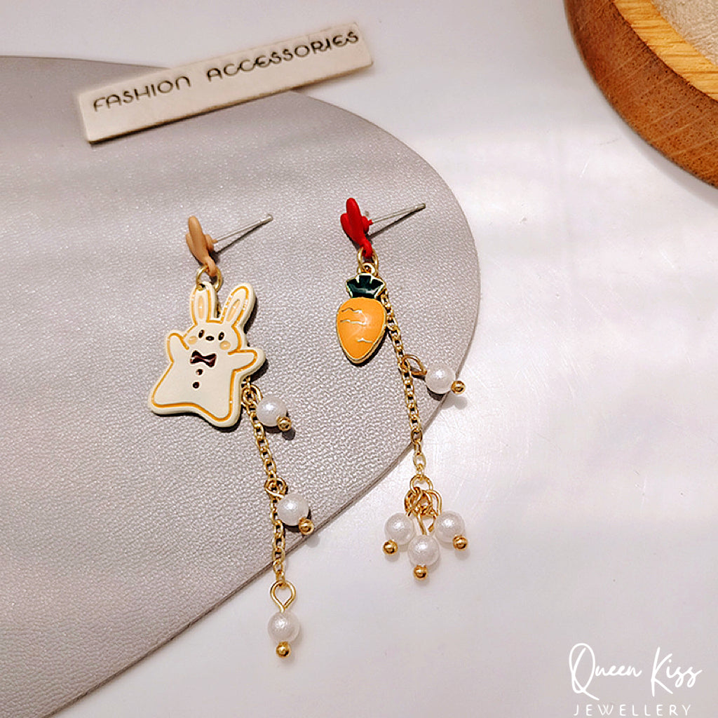 Super Cute Rabbit Bunny and Carrot Earrings -- XOXO!!