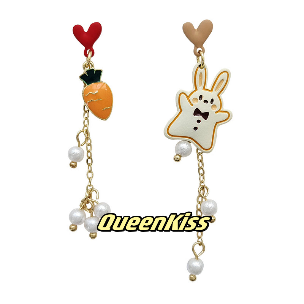 Super Cute Rabbit Bunny and Carrot Earrings -- XOXO!!