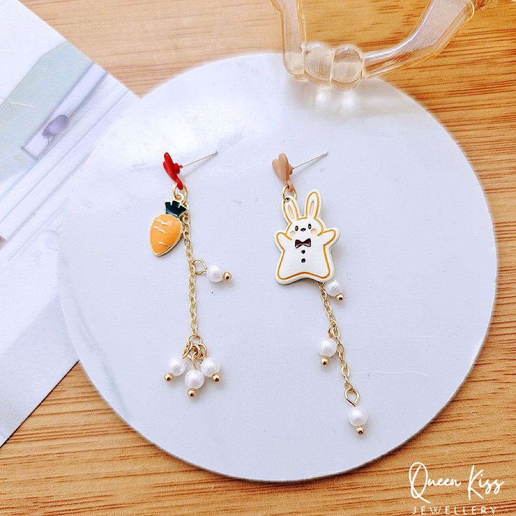 Super Cute Rabbit Bunny and Carrot Earrings -- XOXO!!