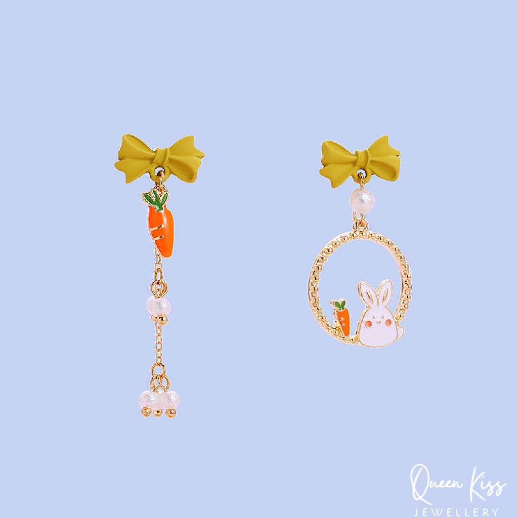 Super Cute Rabbit Bunny and Carrot Earrings -- Sayonara!!