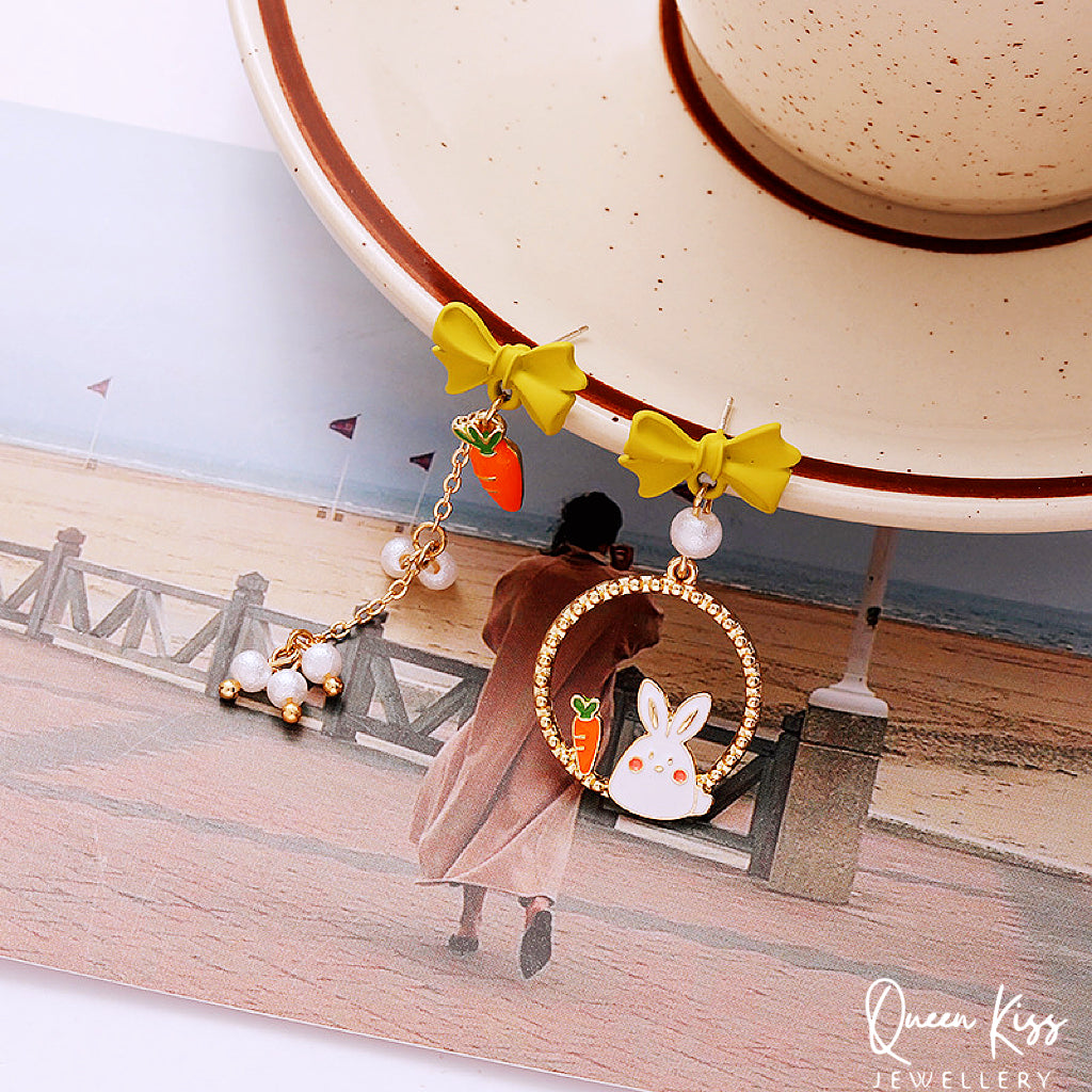 Super Cute Rabbit Bunny and Carrot Earrings -- Sayonara!!