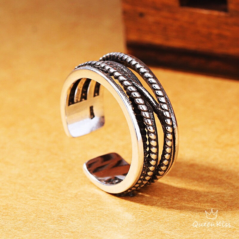 Cool Quirky Adjustable X Silver Ring -- West World