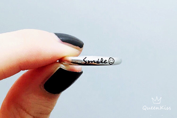 Vintage Smiley Smiling Face Adjustable 925 Sterling Silver Plated Ring