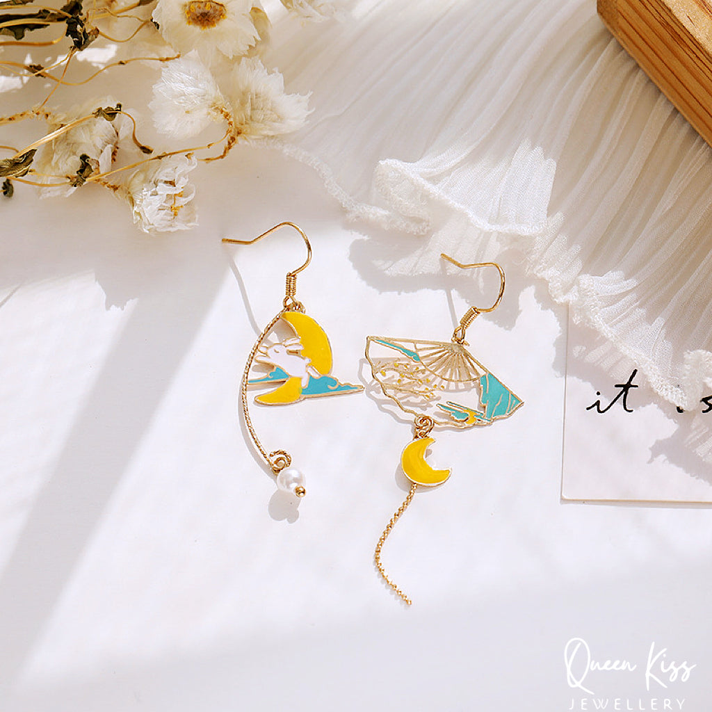 Super Cute Japanese Style Koi Cat Rabbit and Japanese Fan Earrings -- Peace of Love!!