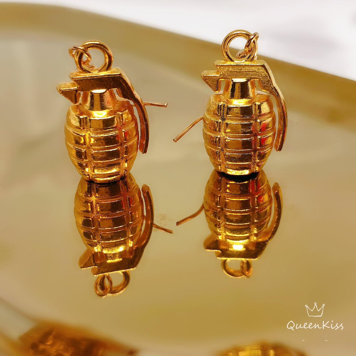 3D Super Gold Bomb Earrings -- Bomb Out!!