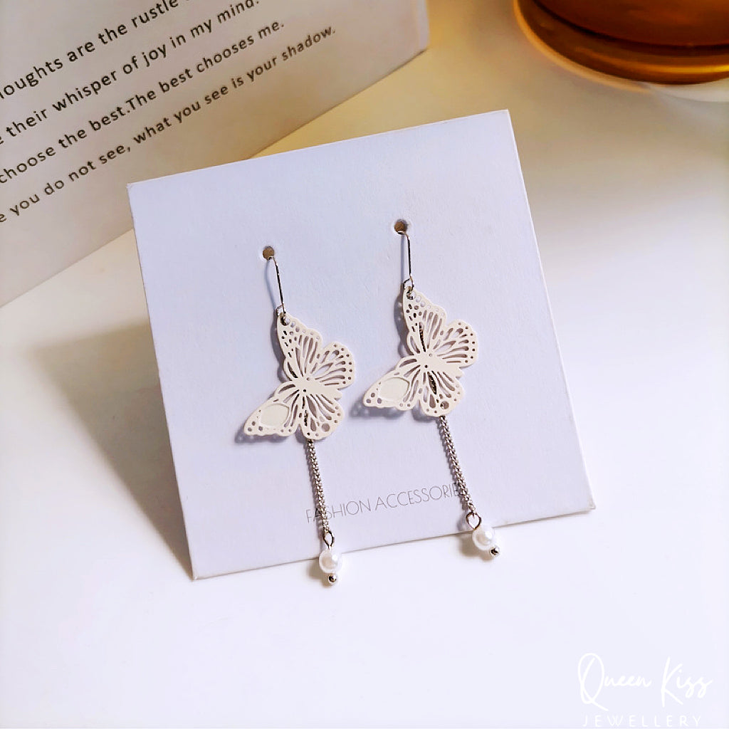 Super Cute White Butterfly Lovely Earrings -- Chou Chou!!