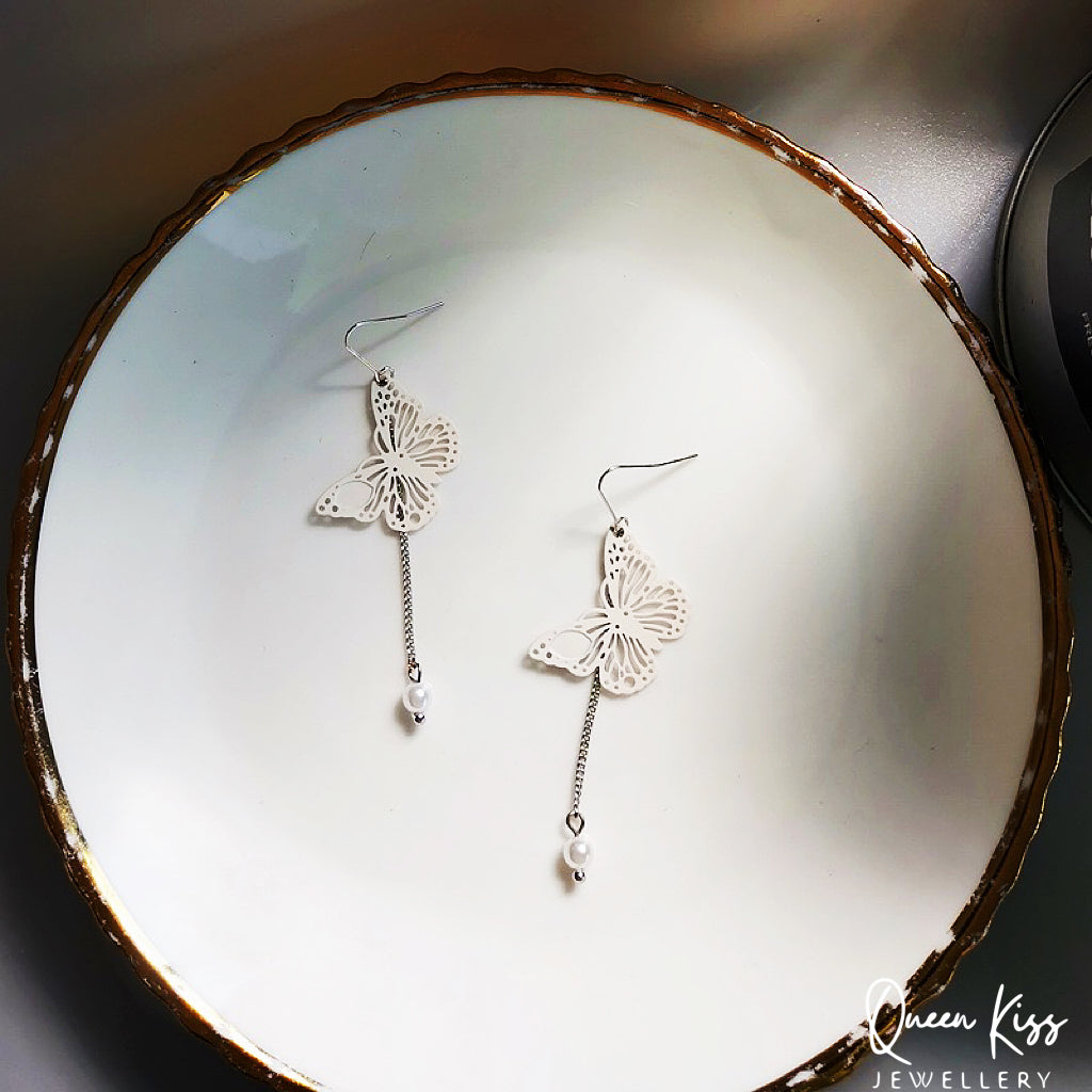 Super Cute White Butterfly Lovely Earrings -- Chou Chou!!