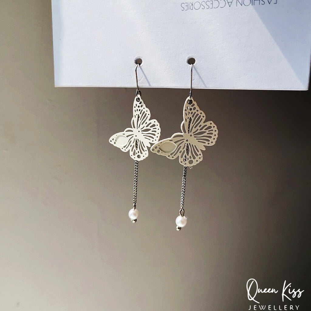 Super Cute White Butterfly Lovely Earrings -- Chou Chou!!
