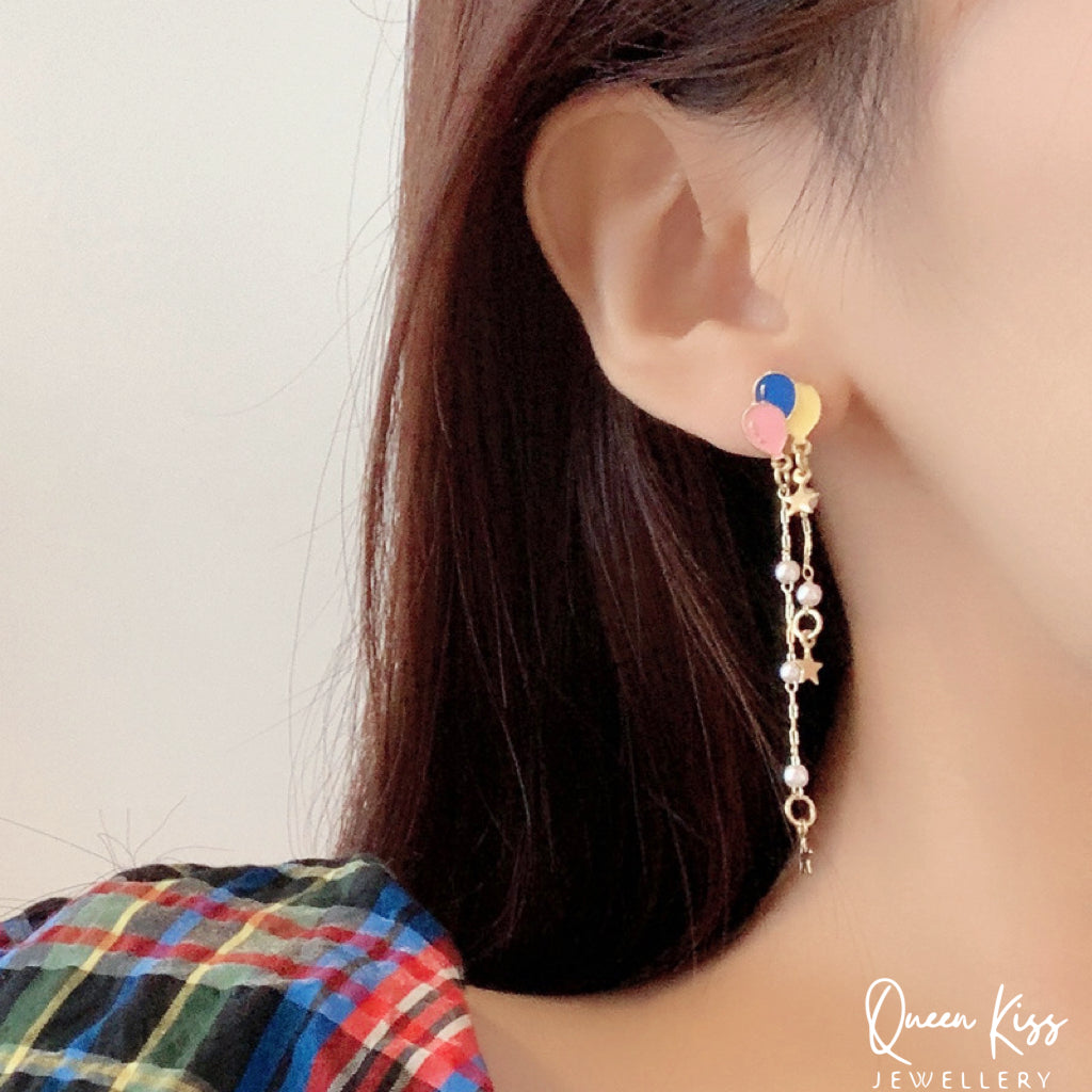 Super Cute Rabbit Bunny and Ballons Earrings -- By Your Side!!