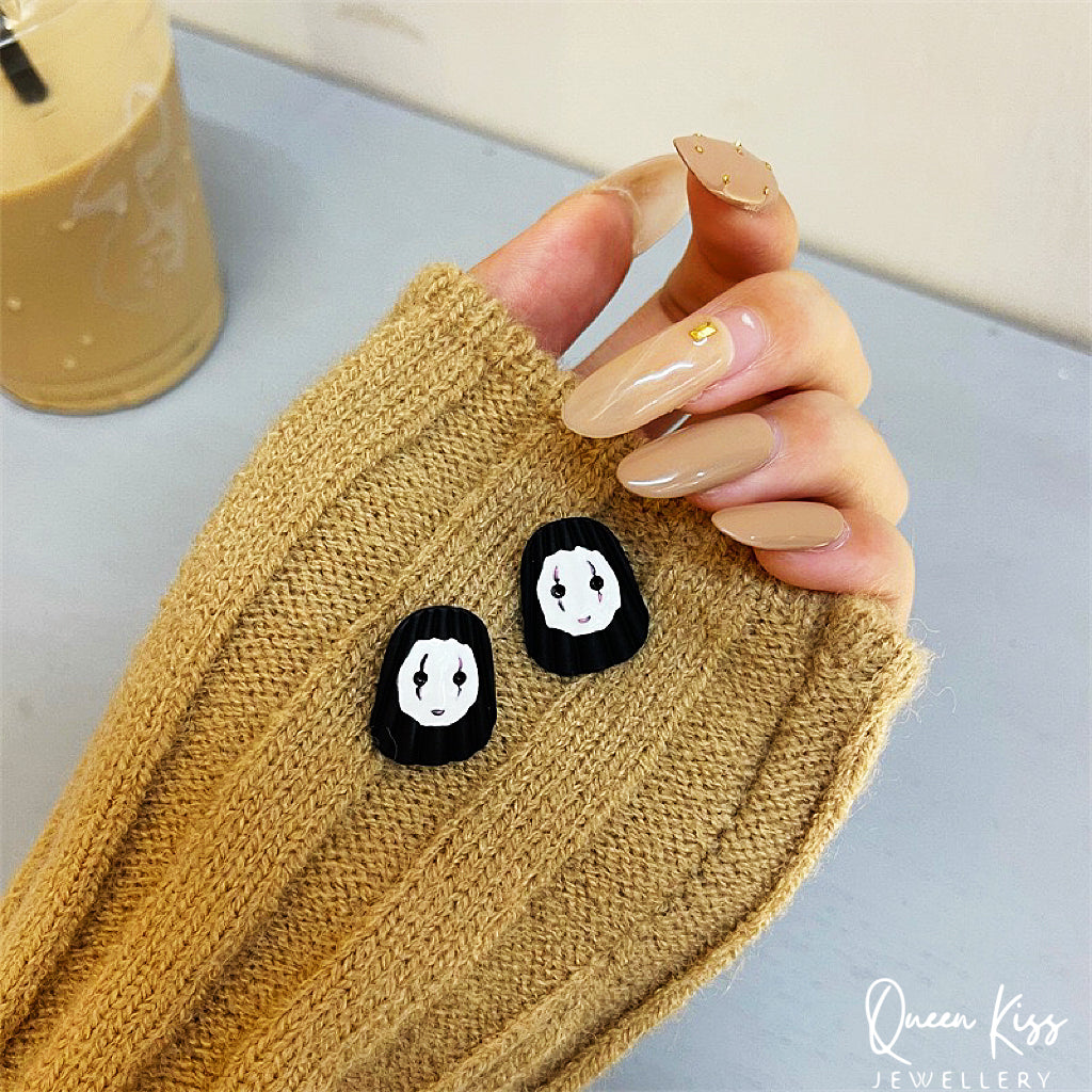 Enamelled Adorable Little No Name No Face Stylish Stud Earrings for Women Men