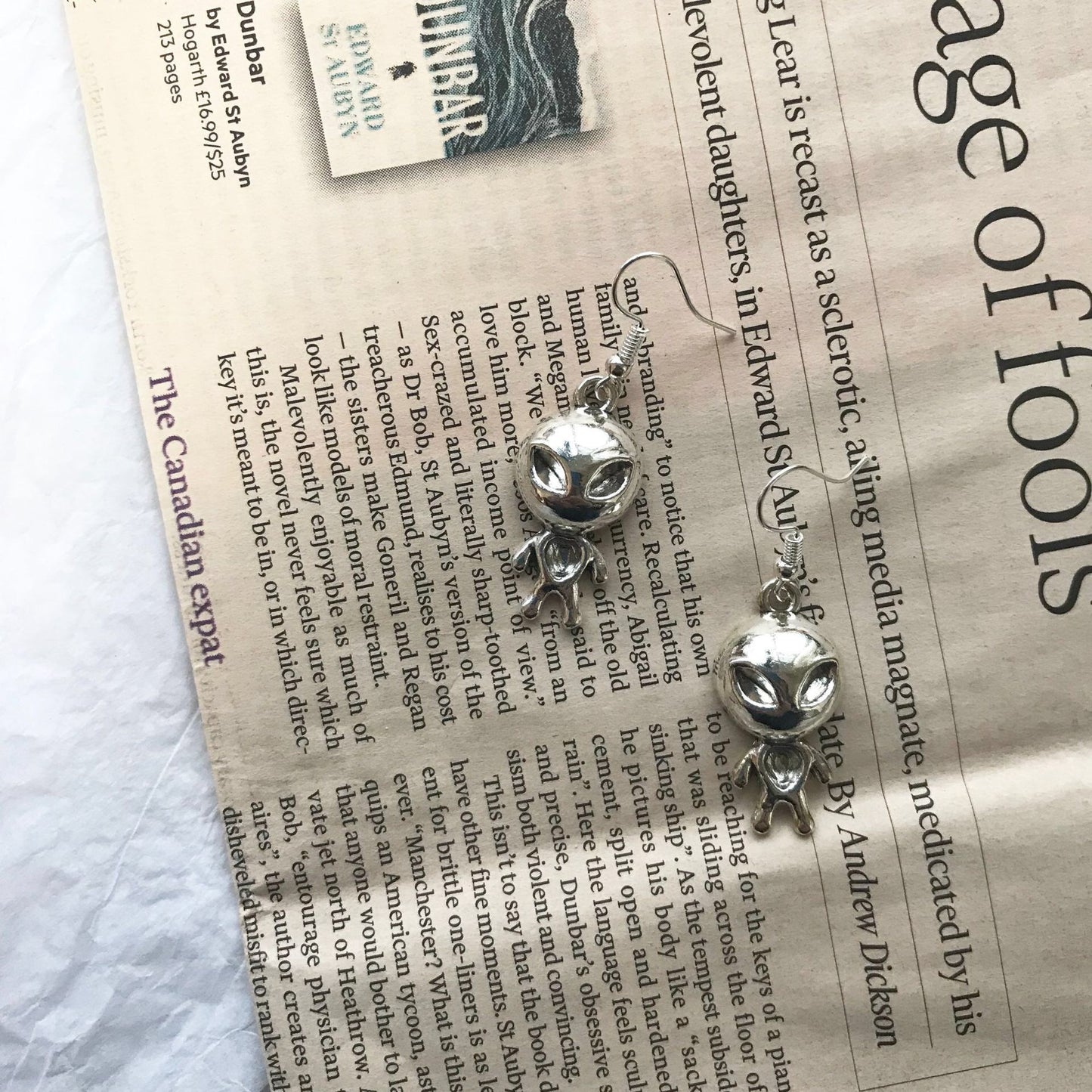 3D Cute Adorable Alien Couple Silver Earrings -- Welcome to my planet!!