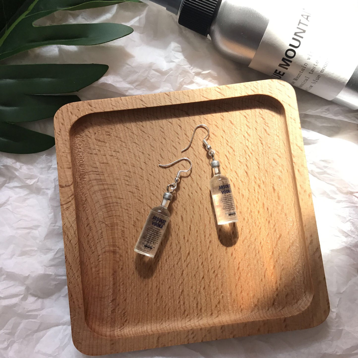 Adorable Absolute Vodka Alcohol Bottle Light Earrings -- Be Cool!!