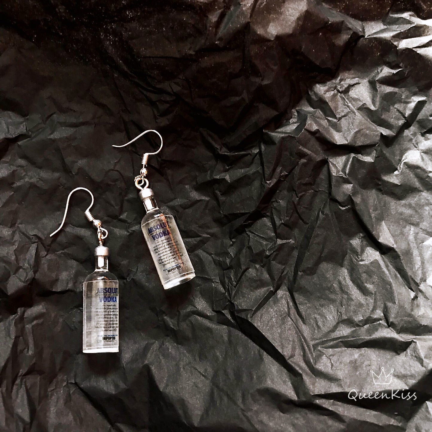 Adorable Absolute Vodka Alcohol Bottle Light Earrings -- Be Cool!!