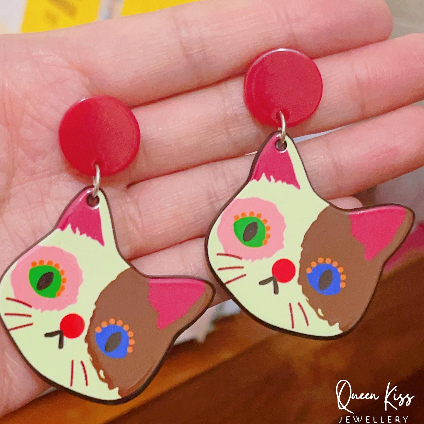 Super Light Acrylic Cute Kitty Cat Earrings - Mr. Meow!!