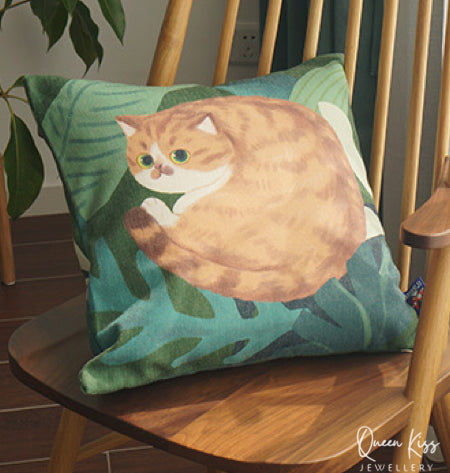 Mewji Cat Cushion Covers Premium Thick Quality 45cm x 45cm White Brown Siamese Ginger Cat Gift for her him Christmas Gift -- Meowy Moments