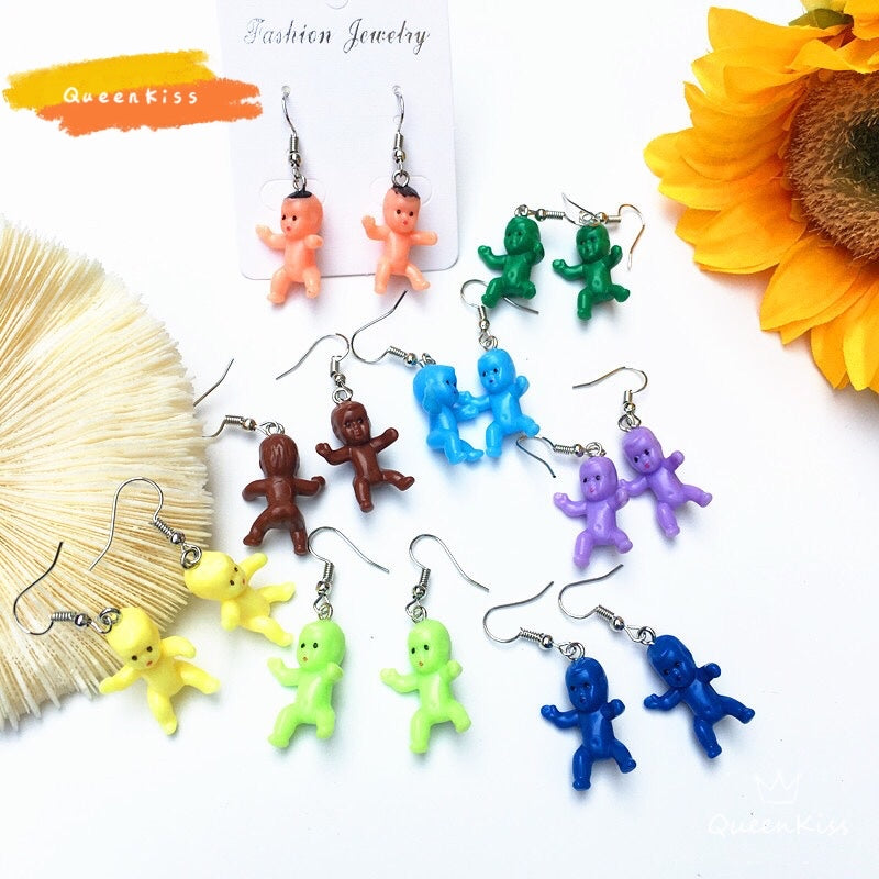 New Design Super Adorable Cute Quirky Babe Baby Babies Colorful Light Earrings - Kinder Garden!!