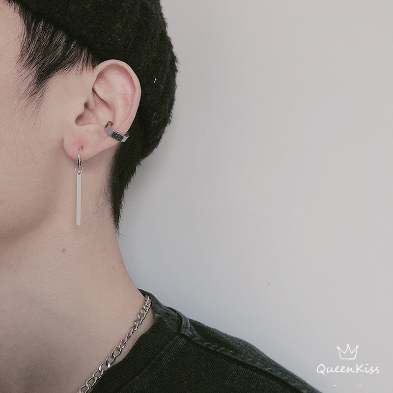 Cool Steel Stick Dangle Silver Earrings -- Hey Bro!!