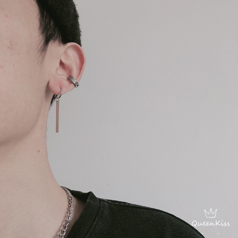 Cool Steel Stick Dangle Silver Earrings -- Hey Bro!!