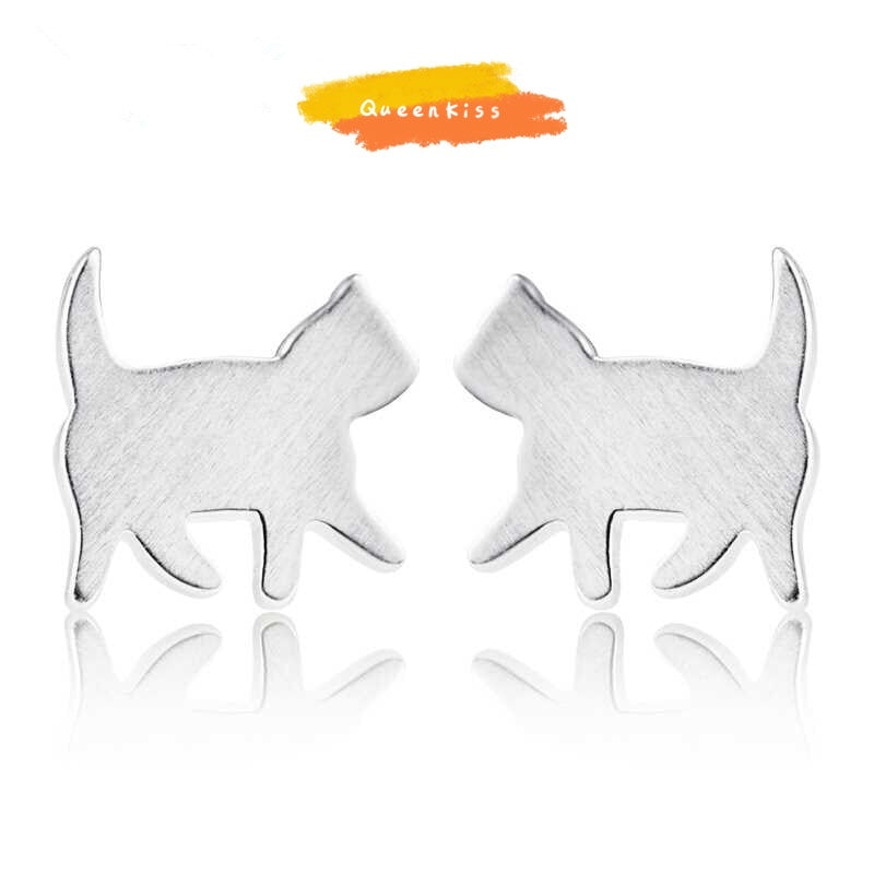 Sterling Silver 925 Stud Earrings Cute Cat Kitty Stud Earrings Modern Studs Minimal Stud Earrings Gift for her