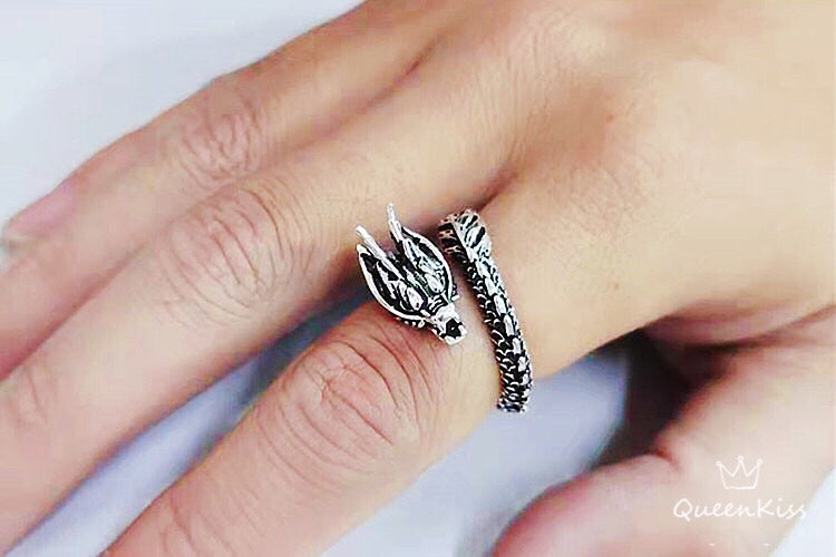 Super Cool 3D Dragon Minimalist Vintage Adjustable Silver Ring