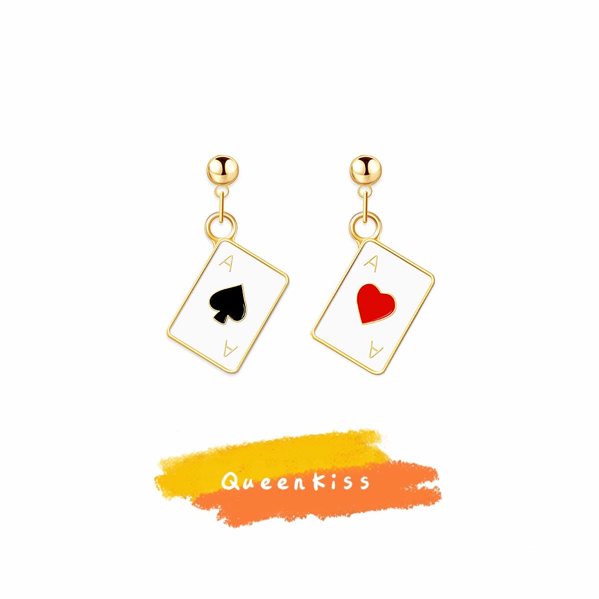 Cute Light Trendy Red Heart Ace Poker Card Earrings - Ace Master!!