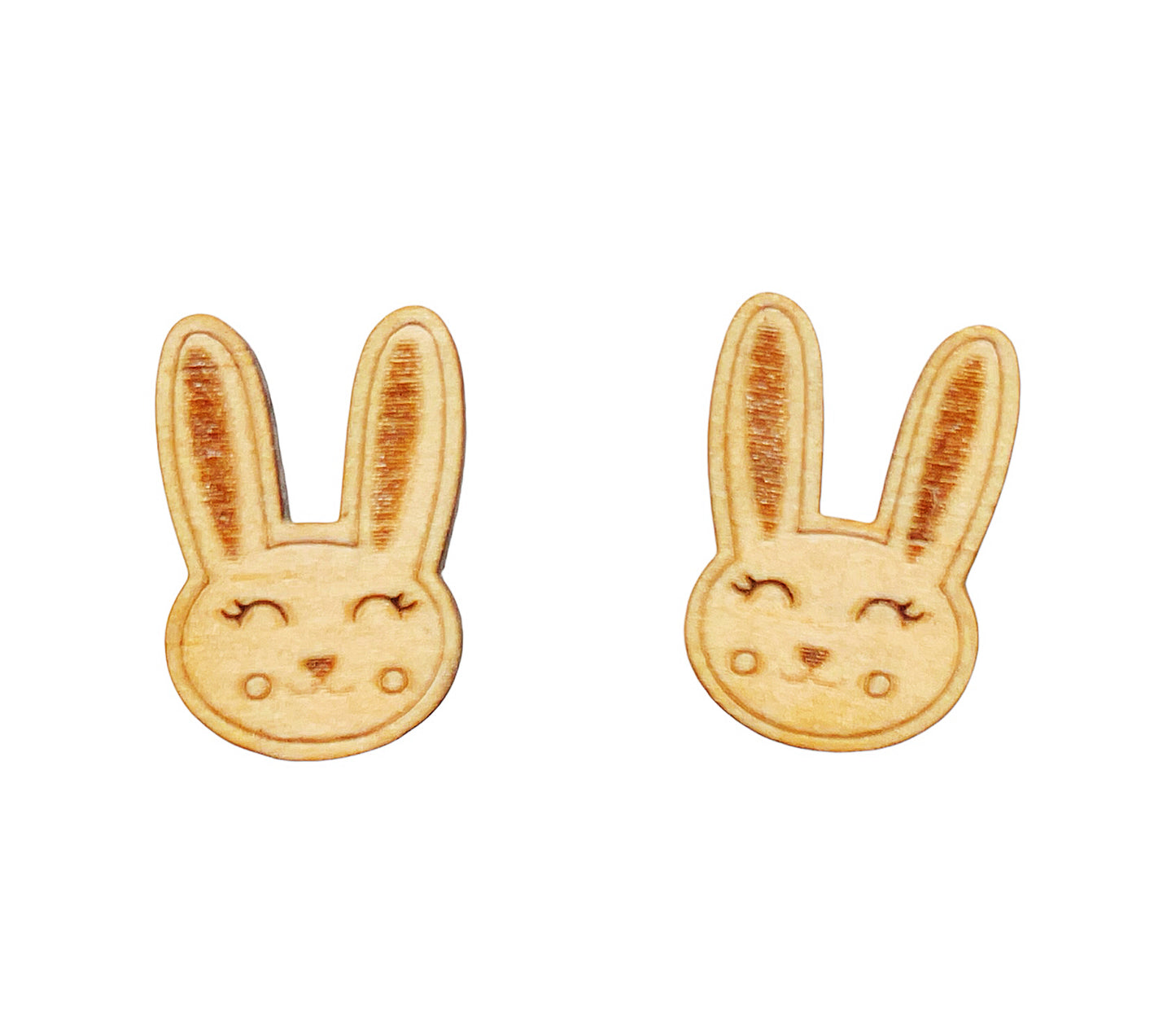 Cute Bunny Rabbit Wood Stud Earrings