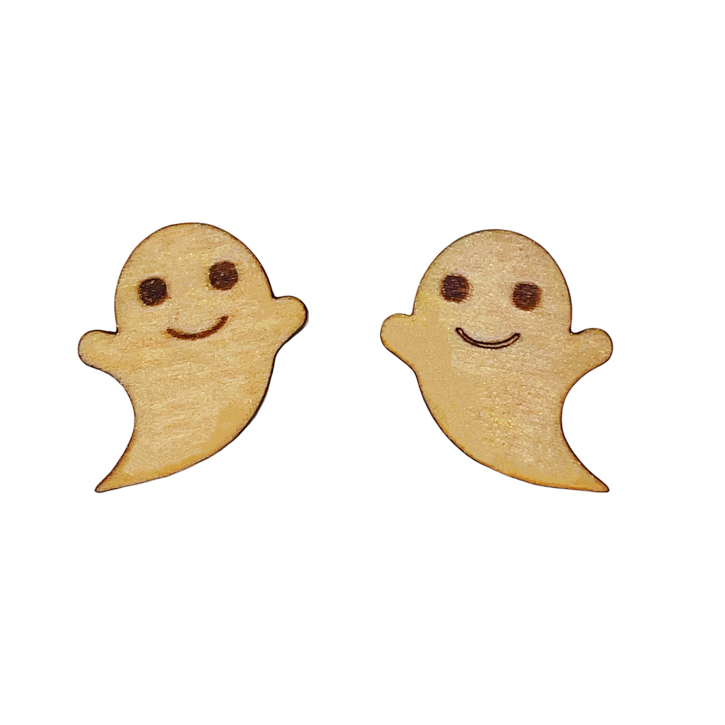 Cute Halloween Little Ghost Wood Stud Earrings
