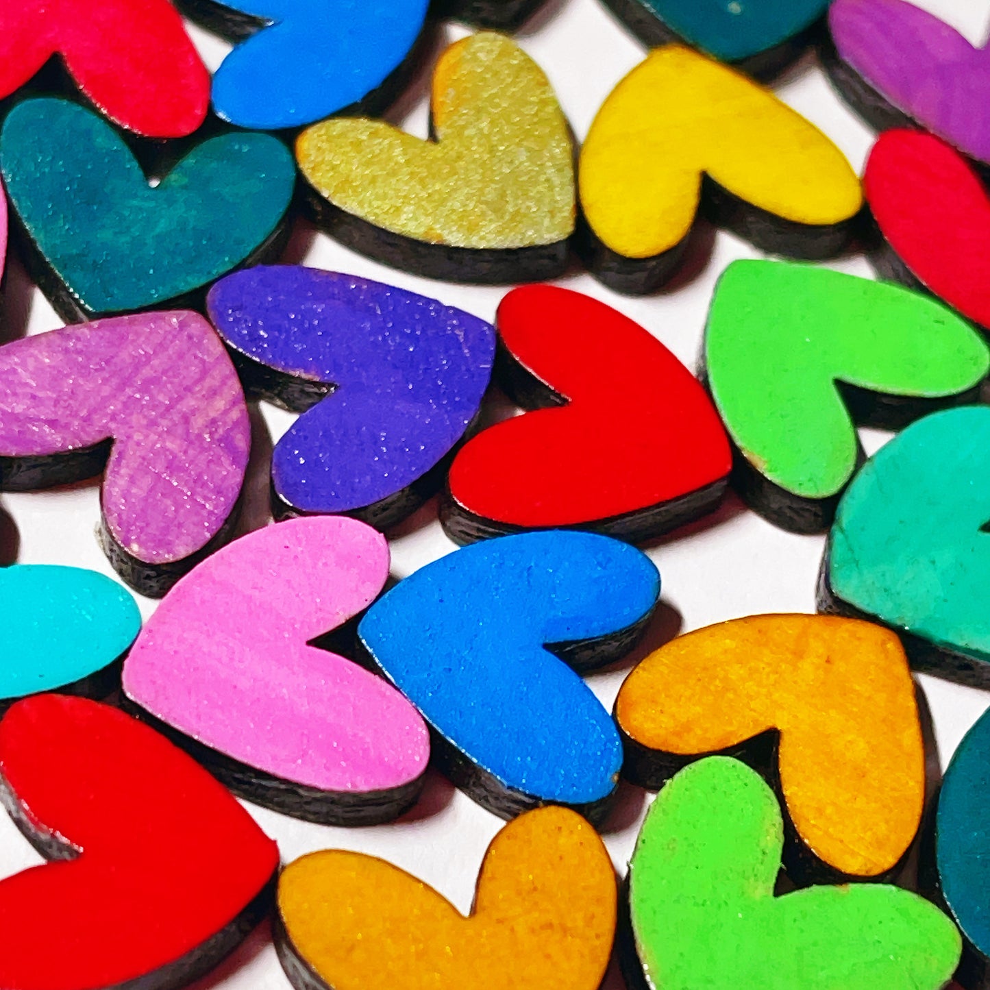 Delightful Wooden Heart Studs - Select Colour