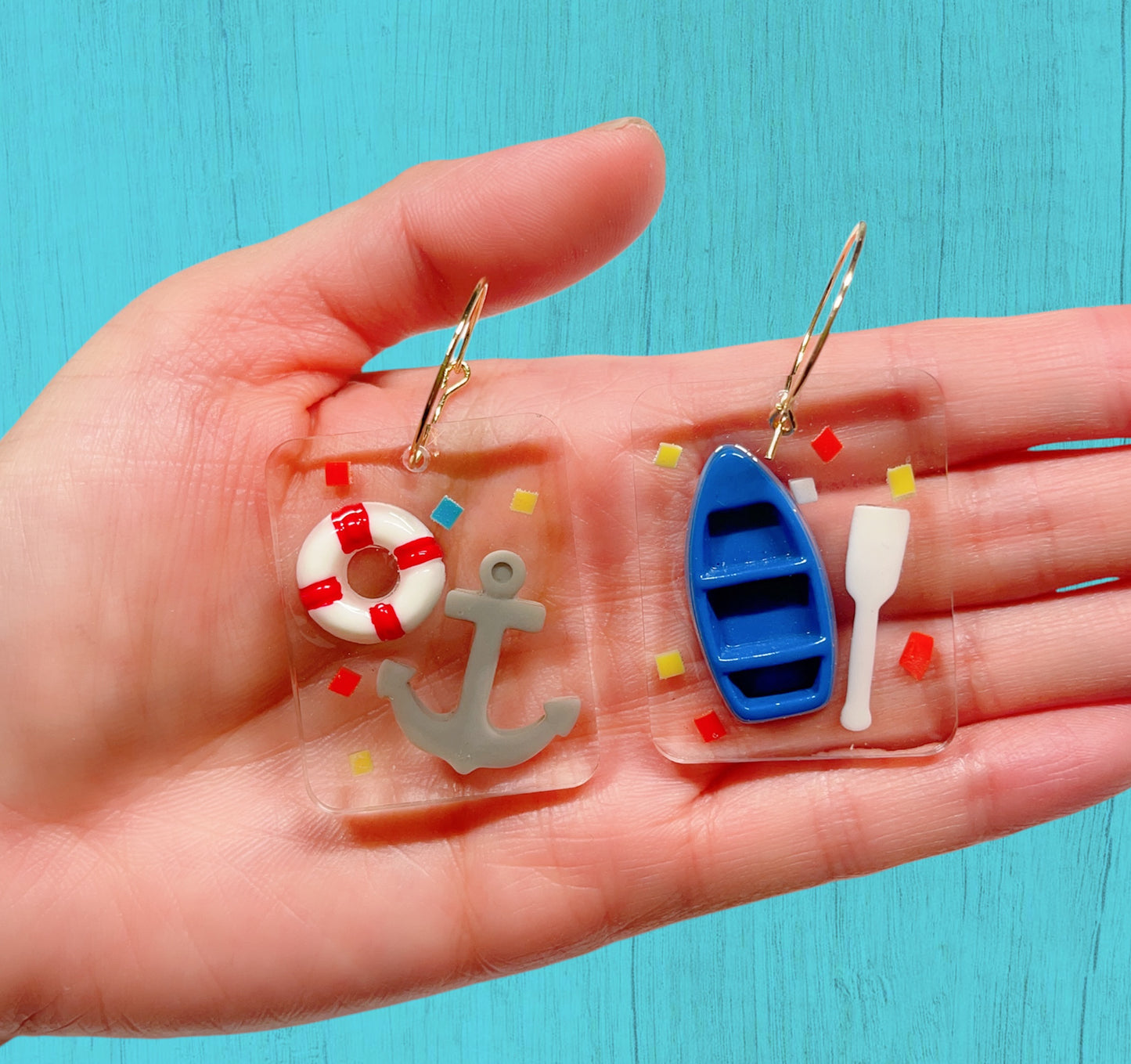 Quirky Playful Sumer Ocean Theme Rescue Team Sailer Fun Earrings - Oceaner