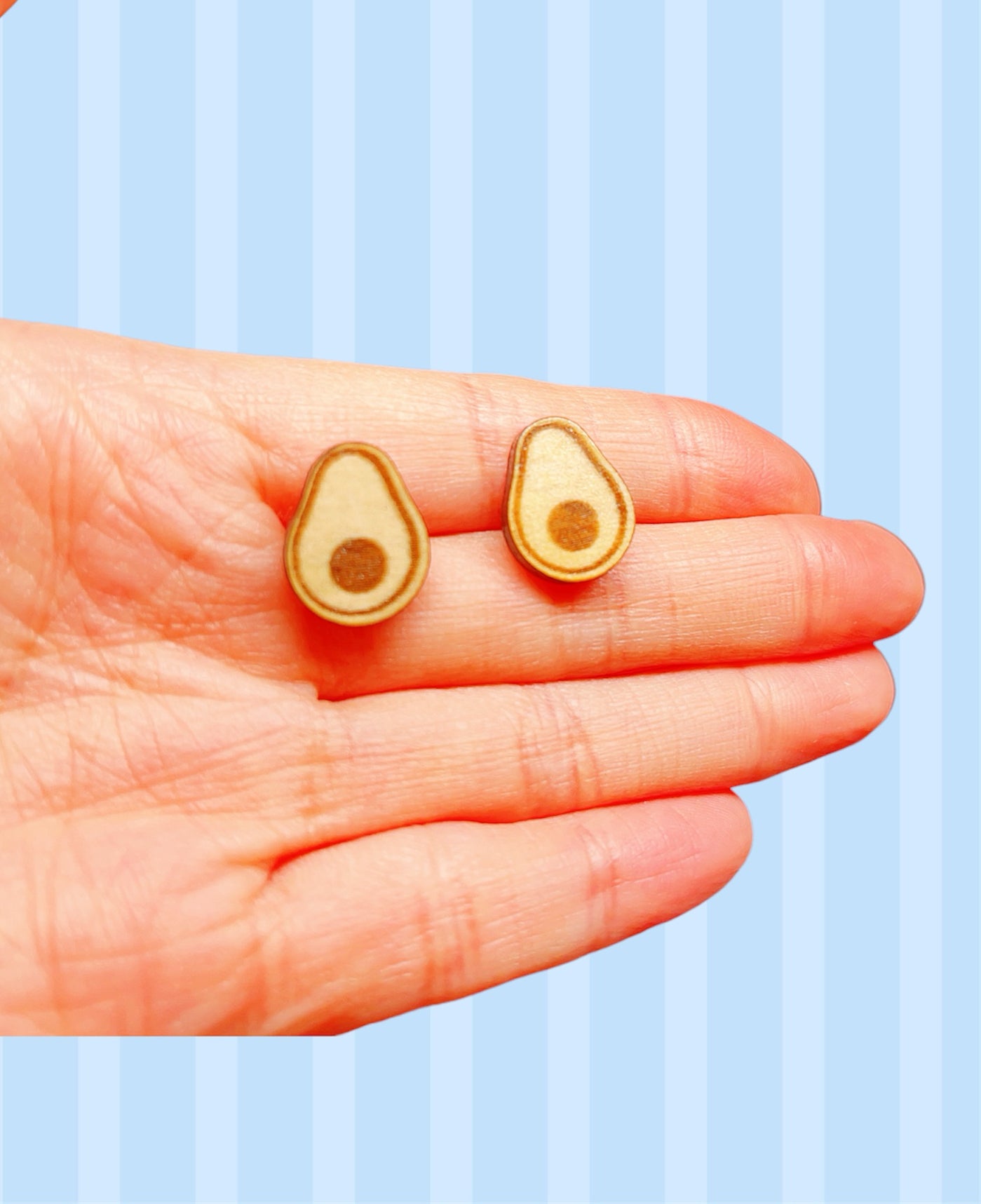 Cute Australian Avocado Wood Stud Earrings