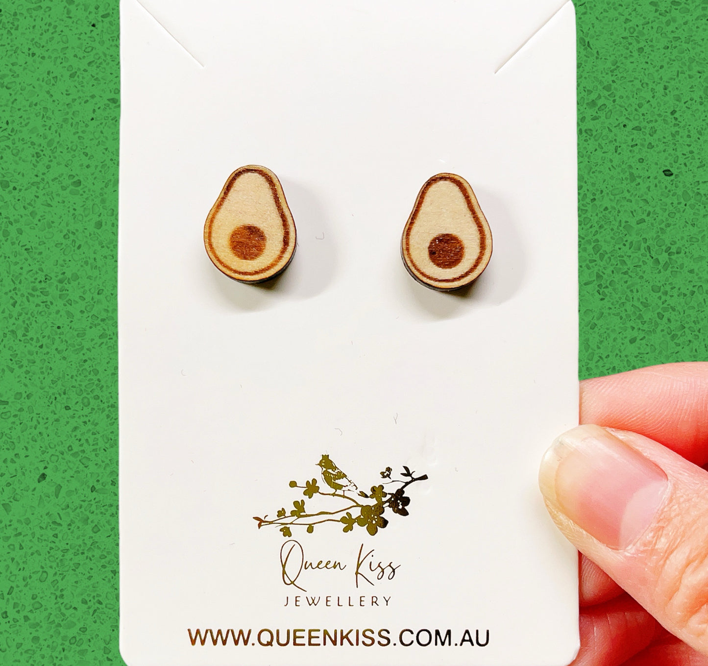 Cute Australian Avocado Wood Stud Earrings