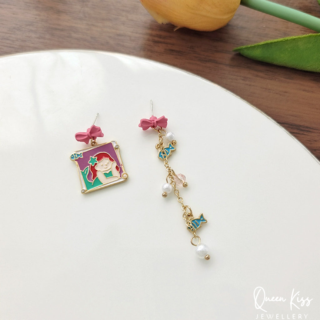 Cute Adorable Princess Theme Earrings Snow White Cinderella Little Red Riding Hood Mermaid Lovely Earrings - Once Upone A Time!