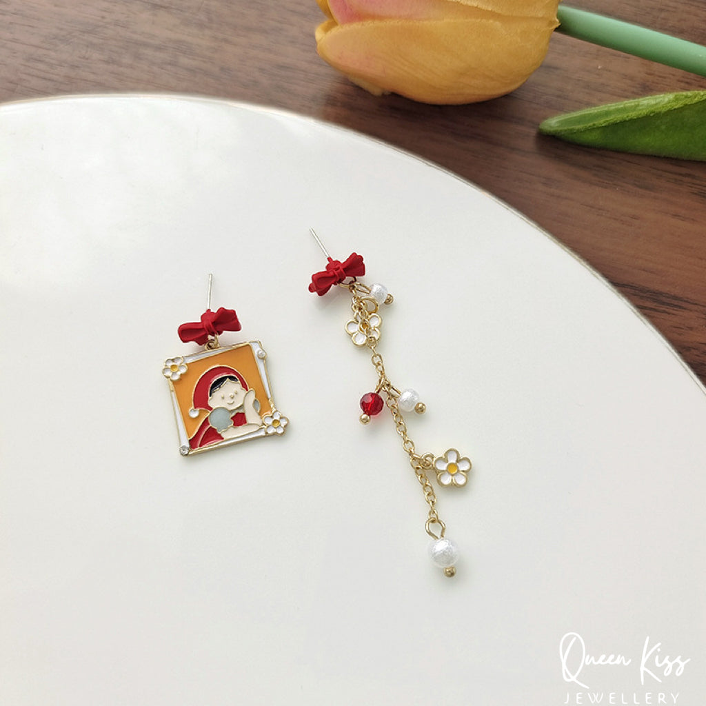 Cute Adorable Princess Theme Earrings Snow White Cinderella Little Red Riding Hood Mermaid Lovely Earrings - Once Upone A Time!