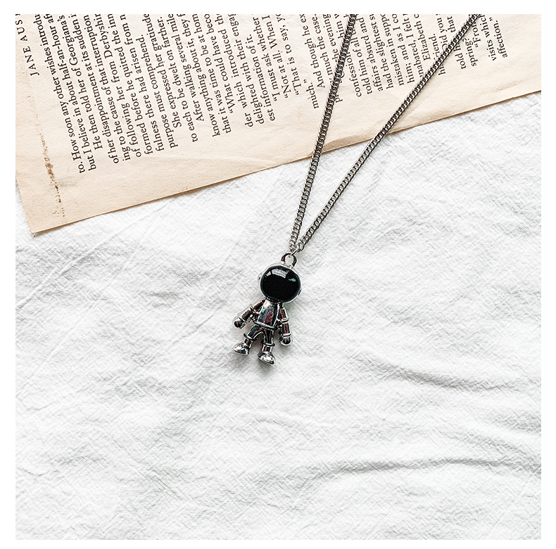 Funky Punk Stainless Steel Cool Cute Adorable Brother and Sister Astronut Spaceman Silver Necklace -- Family Man!!