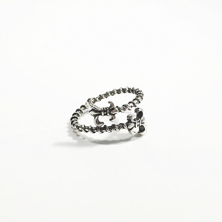 Vintage Cross Adjustable Silver Ring