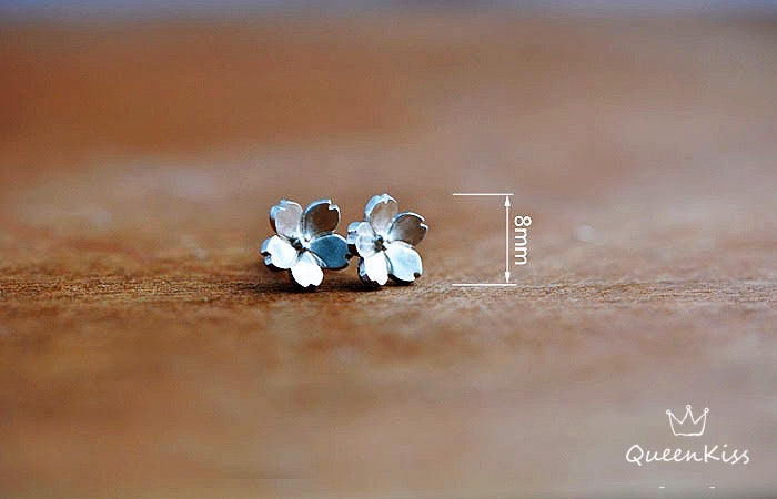Sterling Silver 925 Stud Earrings Cute Flora Flower Earrings Modern Studs Minimal Stud Earrings Gift for her
