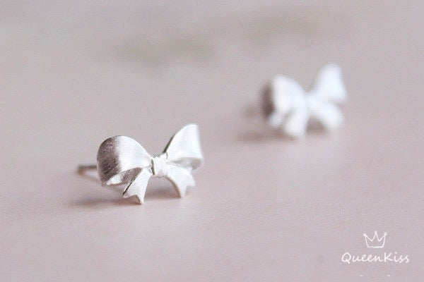 Sterling Silver 925 Stud Earrings Cute Bowknot Stud Earrings Modern Studs Minimal Stud Earrings Gift for her