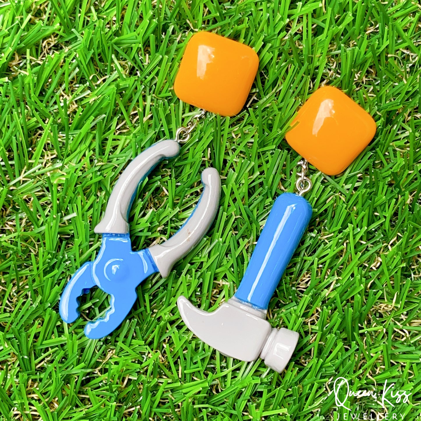 Cute Light Trendy Quirky Hammer and Pliers Earrings - Together We Shall Win!!