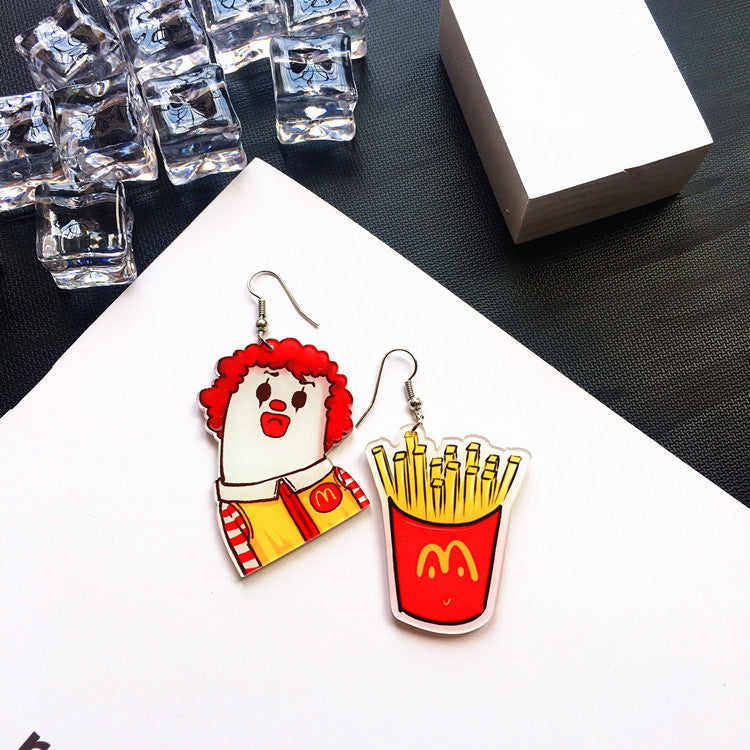Funny Quirky MacDonald Kenturkey Burger Chip Light Earrings - We are big family!!