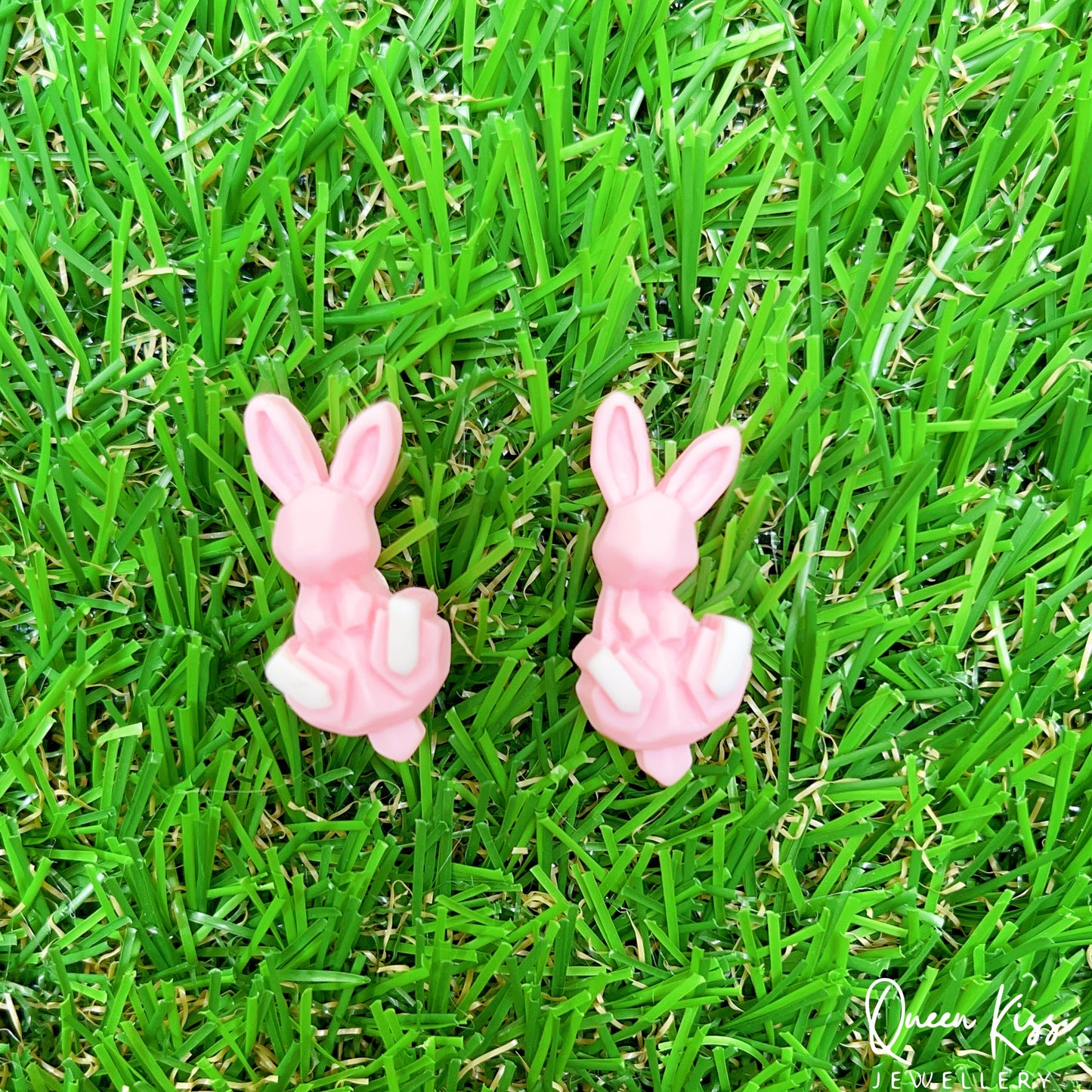 Super Cute LIttle Orange Fox and Pink Bunny Rabbit Stud Earrings -- Hop Hop Hop!!