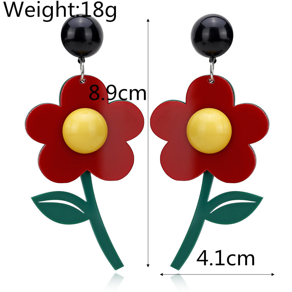 Cute Light Trendy Adorable Flowers Red Yellow Green Earrings - Flowers Everywhere!!