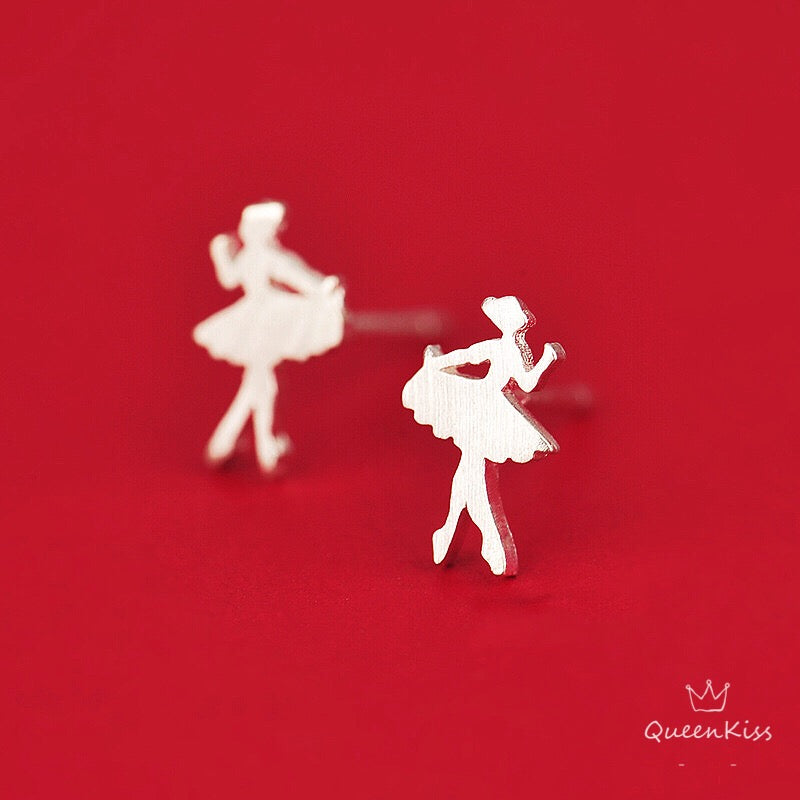 Sterling Silver 925 Stud Earrings Cute Couple Ballet Dancer Stud Earrings Modern Studs Minimal Stud Earrings Gift for her