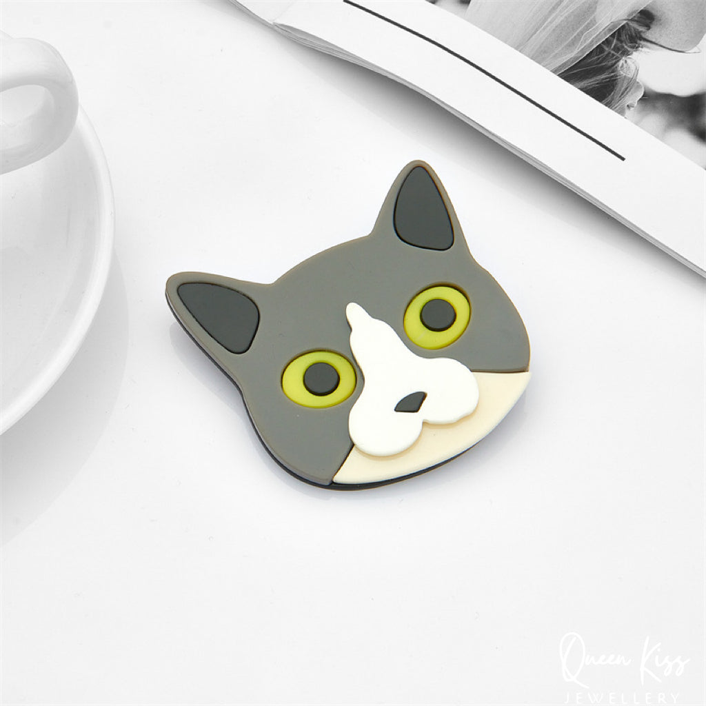 Cute Adorable Good Quality Acrylic Cat Kitty Brooches Artist Gift for Her, Mother, Kid, Sister, Good Friends